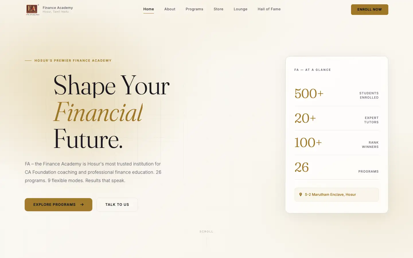 FA — The Finance Academy — platform built by ArcTorque